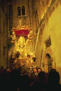 Trevi, Italy. Processione di S. Emiliano, lungo via Dogali.